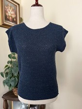 Herald House Vintage Short Sleeve Blue Confetti Sweater sz M