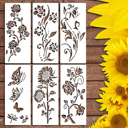 Rose Flower Stencils for Garden Fence 14” Large Rose Stencil for Wall Flowers on