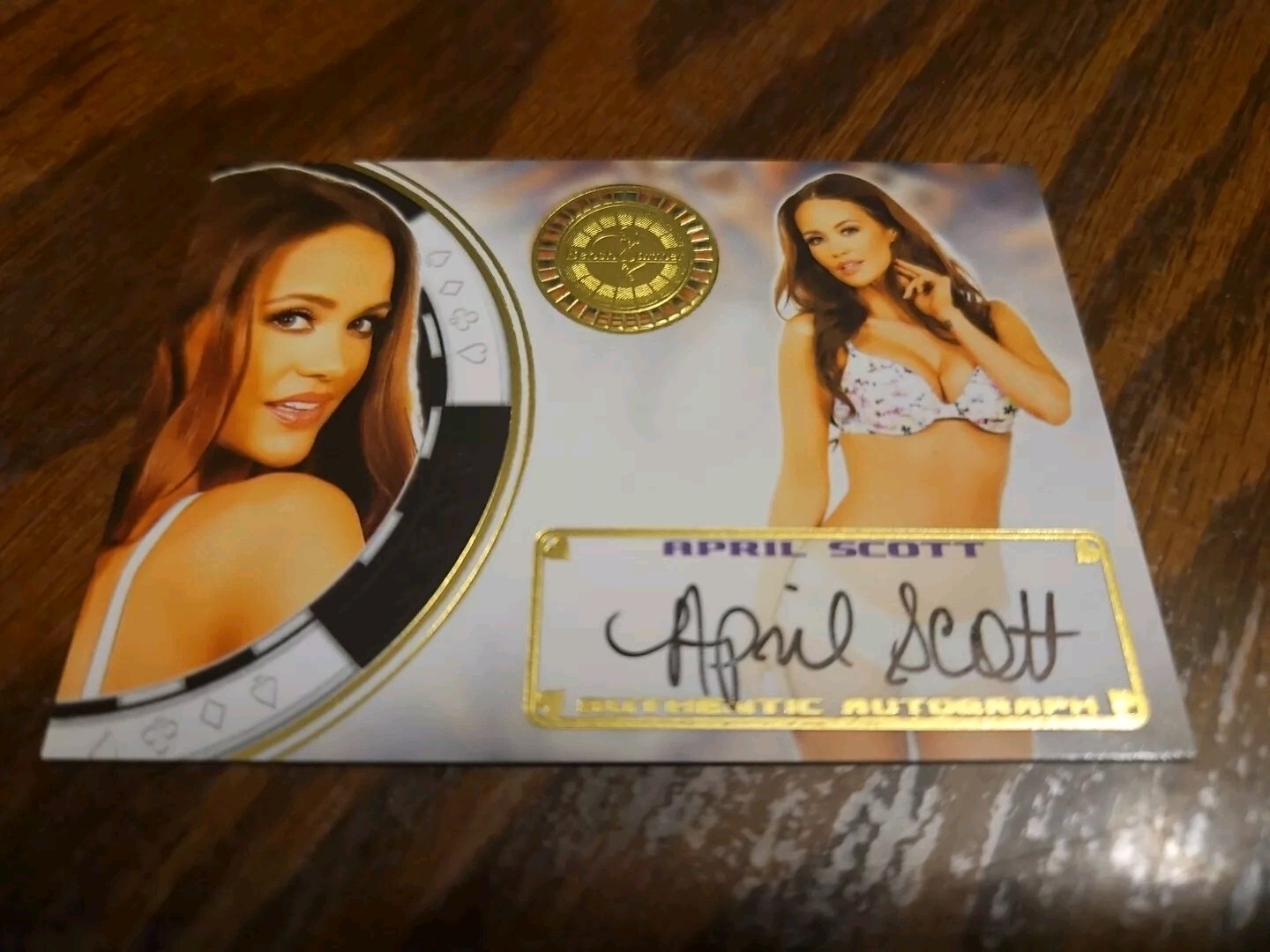 Benchwarmer 2014 Vegas Baby April Scott Autograph Gold Foil #32 Auto Playboy