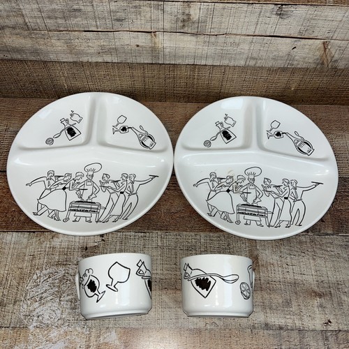 Royal China 50er 2er Set Keramik Barbecue Party Koch Grillteller passende Tassen - Bild 1 von 9