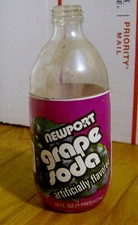 RARE vintage 1980s NEWPORT GRAPE SODA styrofoam over glass bottle Worcester Bev.