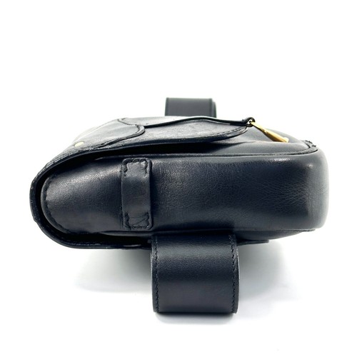 GUCCI Saddle Waist Belt Bag Fanny Pack All Leather Black Gold Auth *RARE* - Picture 22 of 24