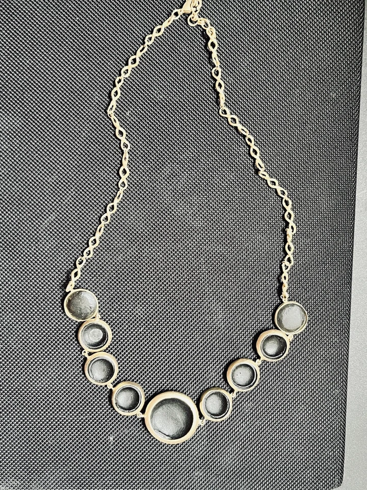 "Collar chapado en oro ajustable vintage Michael Michaud gris oscuro burbuja 16""" Foto 2 de 4