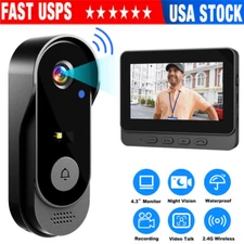 Video Doorbell Camera -Wireless 1080P HD Security Rechargeable with 4.3" Screen