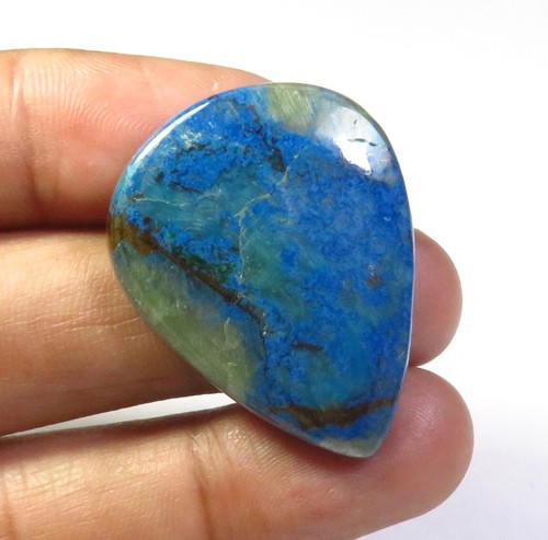 Cabochon blu naturale 33x25 mm fatto a mano pera liscia 37 carati pietra preziosa azzurra AU-11 - Foto 10 di 10