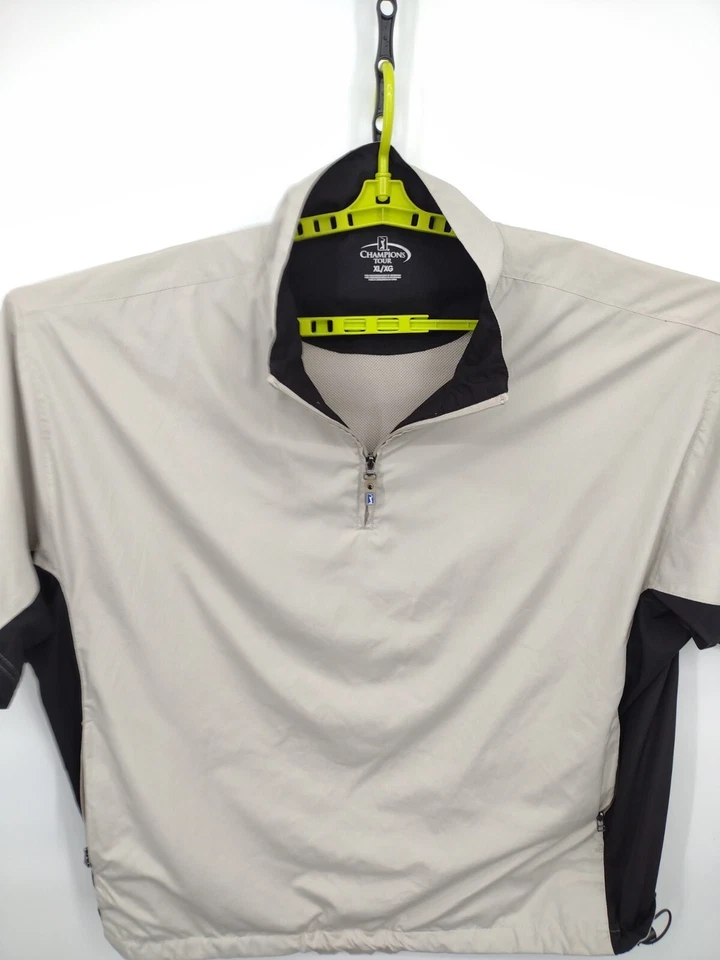 Pullover de golf Champions Tour cortavientos para hombre color tostado manga corta 1/4 cremallera logotipo Foto 3 de 4