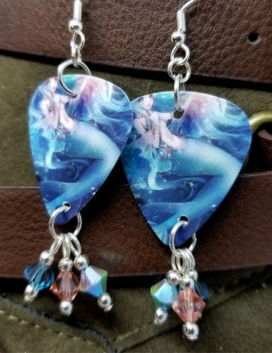 Pendientes púas de guitarra anime sirena con colgantes de cristal Swarovski - Imagen 4 de 4