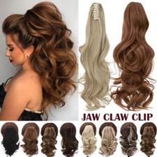Jaw Claw Clip in Ponytail Hairpiece Real As Human Pony Tail Wavy Hair Extension