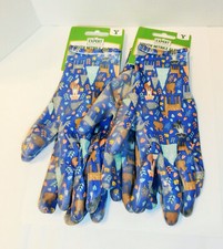 Gardening Gloves Youth Nitrile Children Kids Size 8 Blue 100 Polyester 2 PAIRS