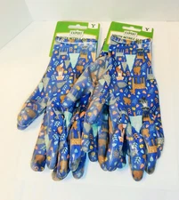 Gardening Gloves Youth Nitrile Children Kids Size 8+ Blue 100% Polyester 2 PAIRS