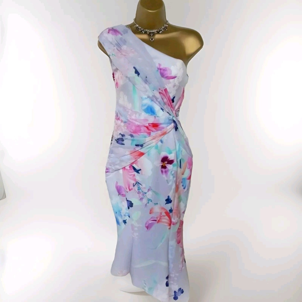 lipsy Floral Scarlet Mesh Mix Summer Cold Shoulder Occasion Dress