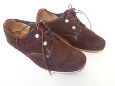 Hyde women Sueded Leather Brown Bowling Shoes SIZE UNKNOWN 10" long VTG Antique