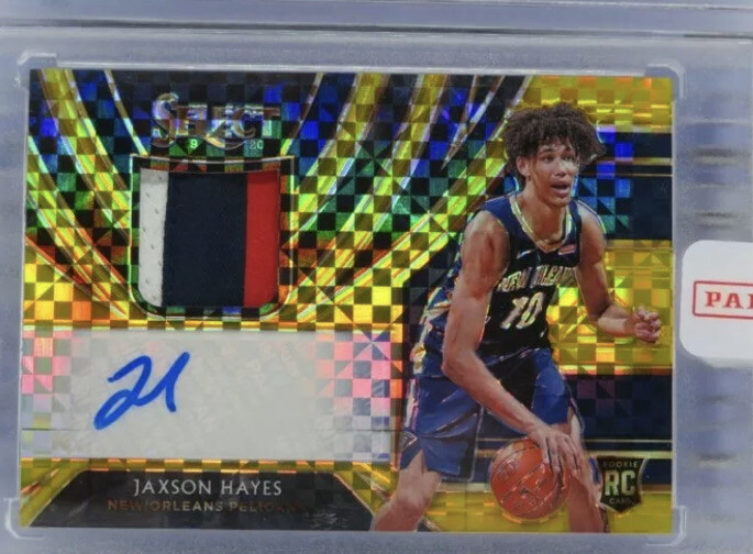 2019-20 Select Jaxson Hayes Gold Prizm Rookie Patch Auto Autograph #03/10