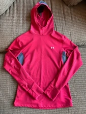 Under Armour Mens Cold Weather Football Base Layer Hood Cranberry Red Med - EUC!