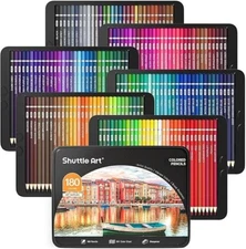 180 Colored Pencils, Shuttle Art Soft Core Coloring Pencils Set with 4 Sharpener