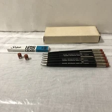 Scripto #60N9 Mechanical Pencils Vintage X6 Black * Pack Long Lead+ 2 Erasers￼