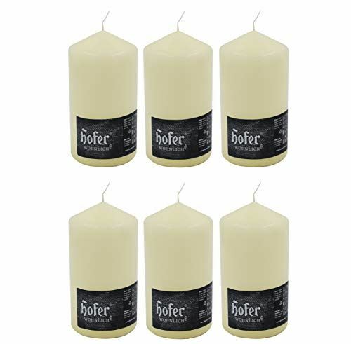 Hofer Candele Grandi Cilindriche a Colonna - Set di 6 Candele - 80X150mm - 60h