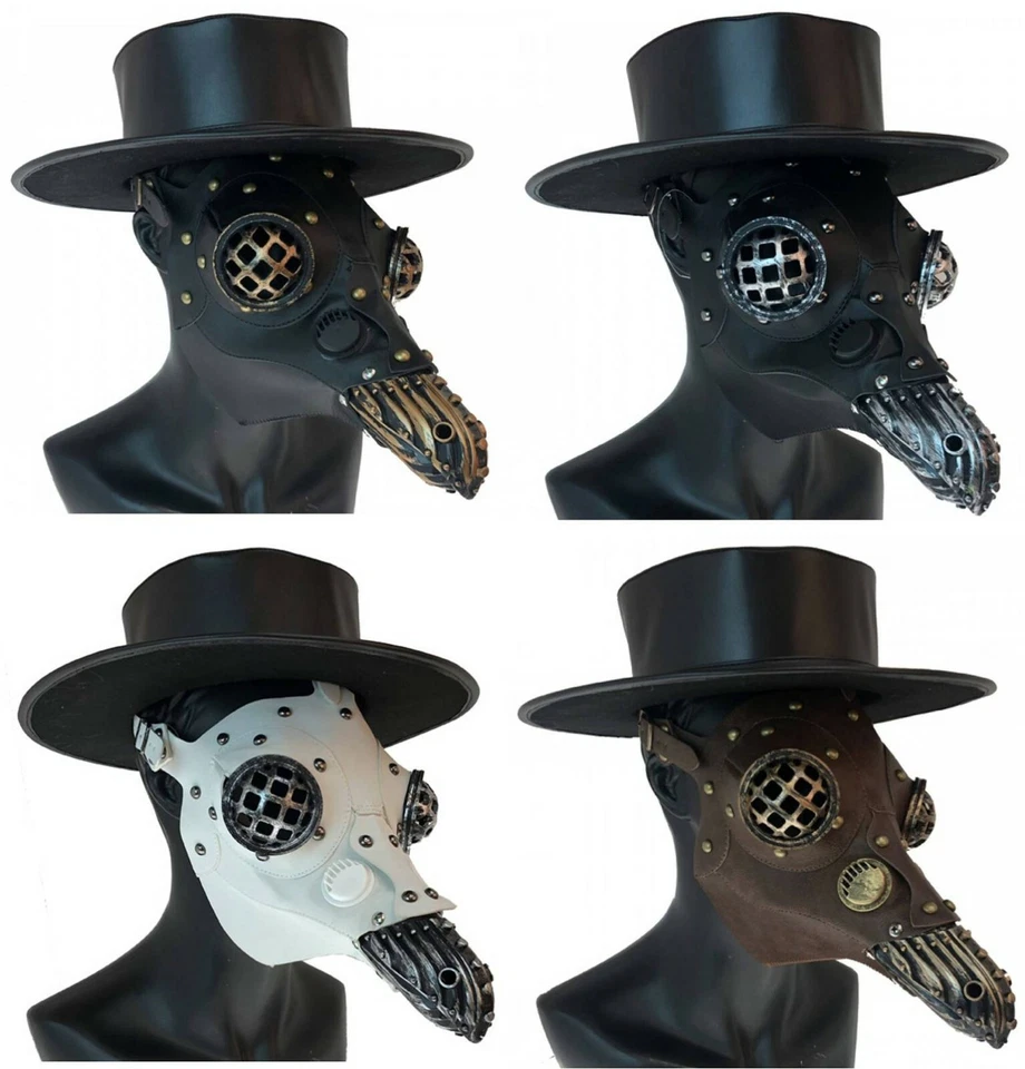 PLAGUE DOCTOR DR LONG NOSE RAVEN BIRD STEAMPUNK BEAK FAUX LEATHER COSTUME MASK  - Image 2 of 4