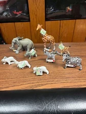 NEW 1996 SAFARI LTD AFRICAN ELEPHANT / BABY / GIRAFFE / POLAR BEAR CUB / ZEBRA
