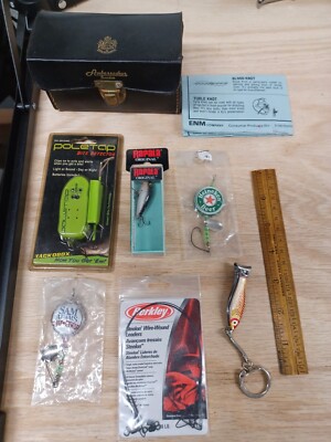 Fishing Tackle Box Lot Lures Vintage Reel Case Old Antique Fishing 