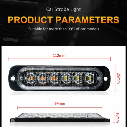 4x 6-LED White Green Car Recovery Flashing Grille Beacon Warning Strobe Lights - Picture 9 of 10