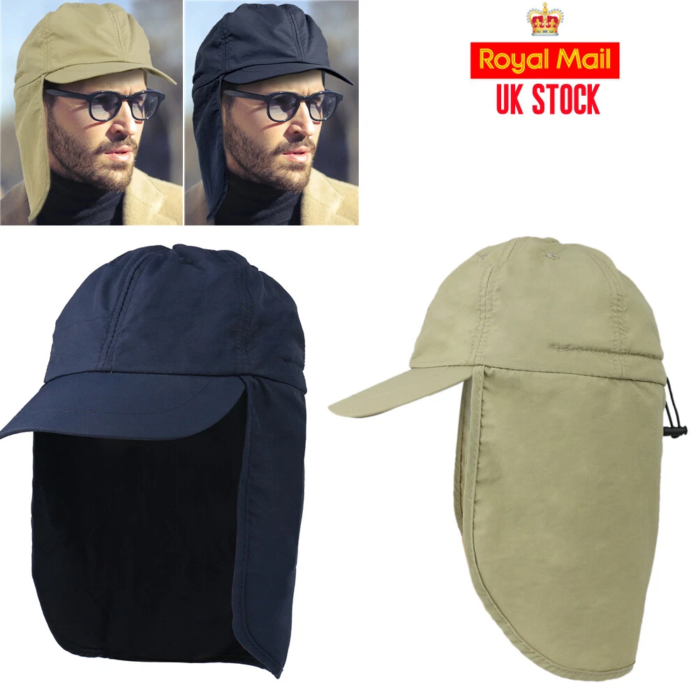 Mens Sun Hat With Neck Flap Result Fold Up Cap UV Ear Protection  Legionnaire UK