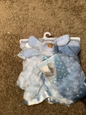 Blankets And Beyond Blue Puppy Dog Security Blanket Lovey Set