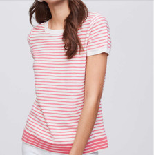 NEW Loft Mixed Stripe Textural Sweater Tee Size: XS or S Color: Fierce Coral