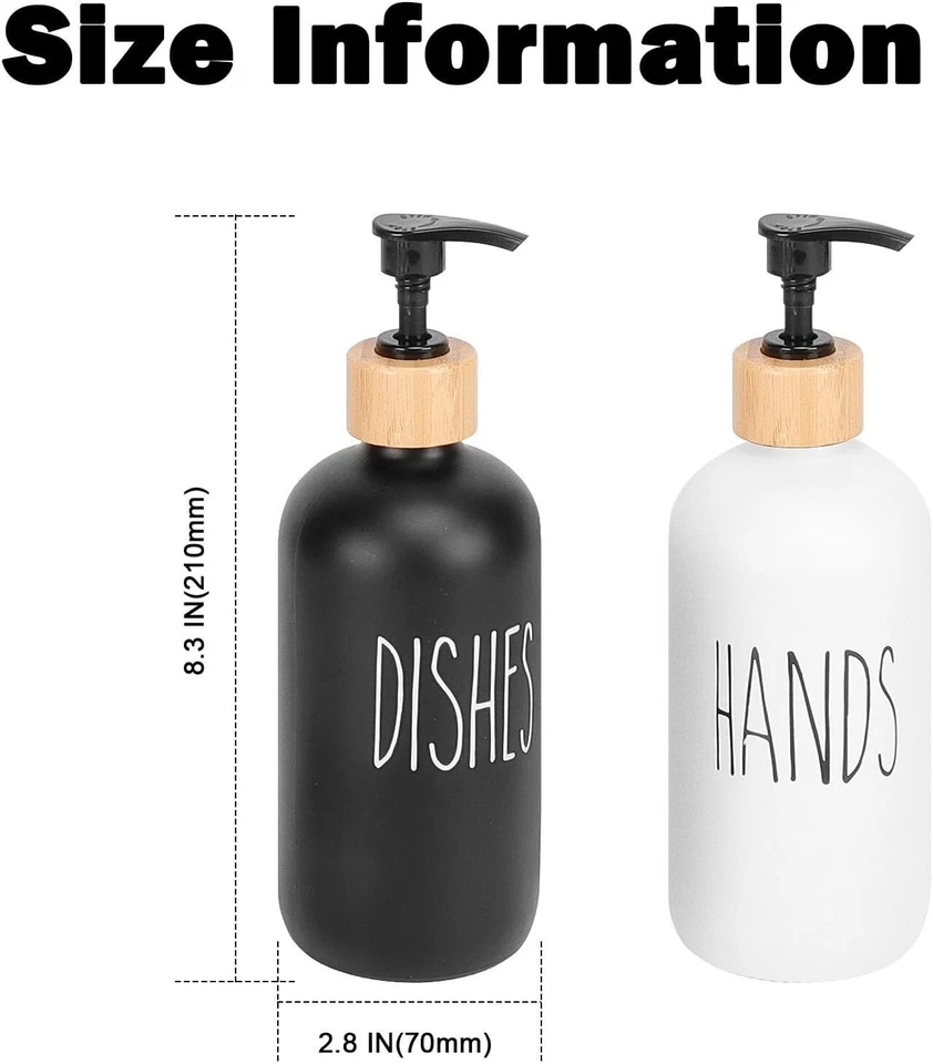 Juego Dispensador de Jabón de Vidrio, Jabón para Plato Recargable 2.75"L x 2.75"W x 7.5"H (Paquete de 2) Foto 4 de 4