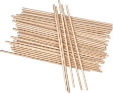 Long Wood Dowel Rods Unfinished Natural Wood Craft Dowel Sticks 50 Pack 1/4