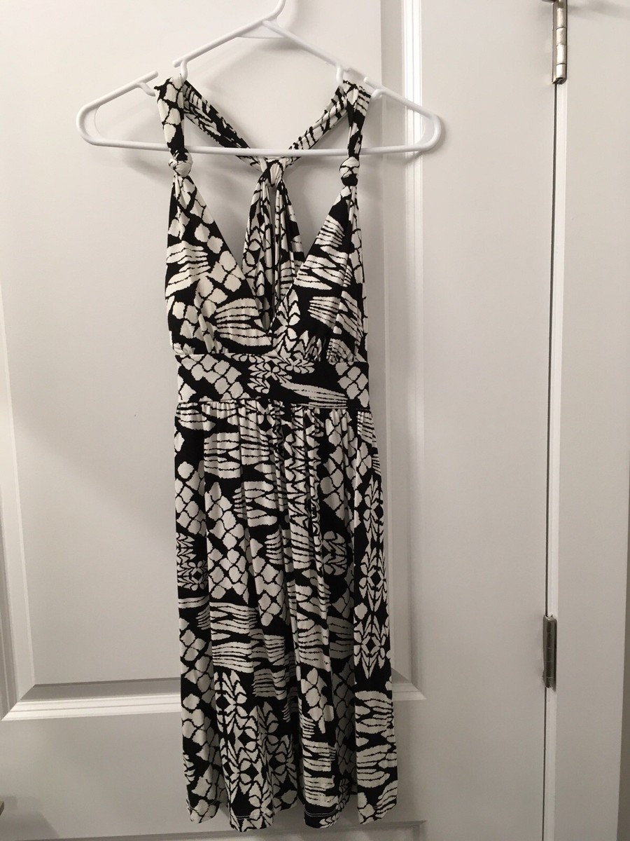 Forever 21 Black And White Tribal Print Halter Dress, Size M