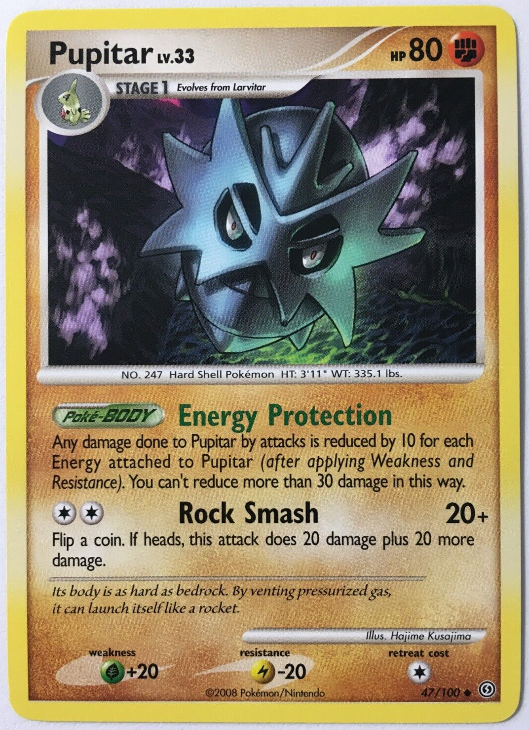 POKEMON PUPITAR LV.33 47/100 D&P STORMFRONT UNCOMMON NEAR MINT