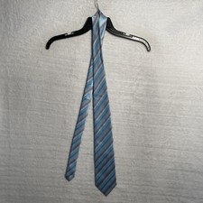 Van Heusen Tie Silver Blue Stripe Polyester Mens Classic Designer