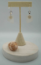White Sea Glass Pieces: Rounded Trapezium Shaped Earring Pair E 19