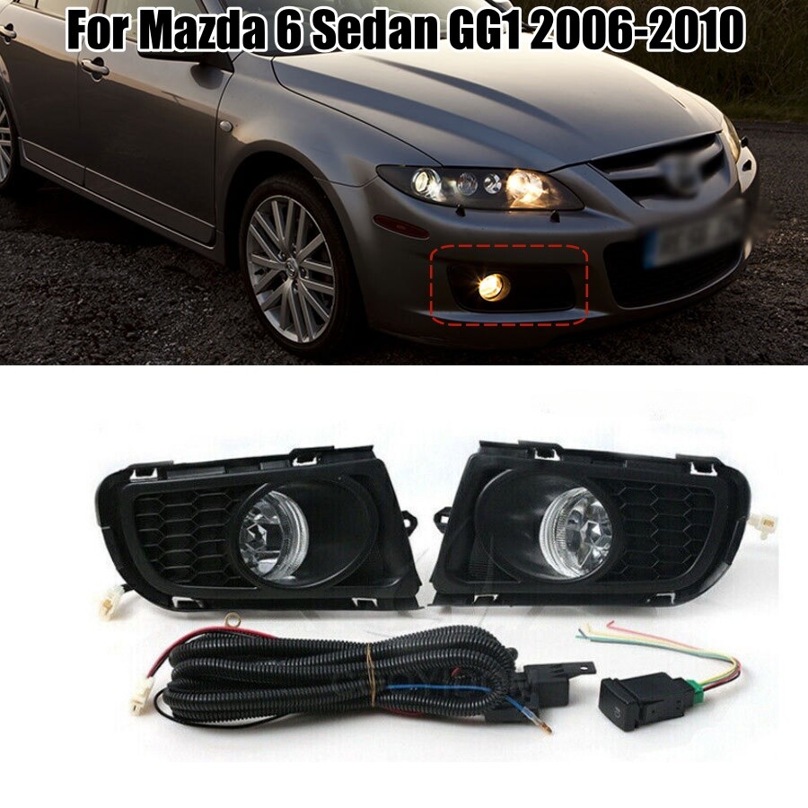 1Set Front Bumper Driving Lamp Fog Lights W/Wire for Mazda 6 Sedan