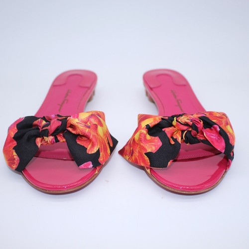 Salvatore Ferragamo 'Chianni' Floral Print Silk Slide Sandals 6.5 B $595 Shoes - Picture 2 of 11