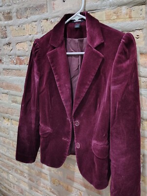 H&M  HM Size 0 Women's Ladies Jacket Dark Red Cotton Suede Like feels ZARA Women