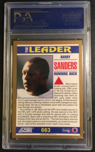 1991 BARRY SANDERS SCORE #663 PSA 9 LIONS POP 6 (748) - Picture 2 of 2