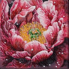 Bead Embroidery Kit Peony Flowers Bead stitching Bead needlepoint DIY Abris Art
