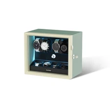 Automatic 4 Watch Winder With 4 Extra Storage Box Blue LED Skin Texture Green US