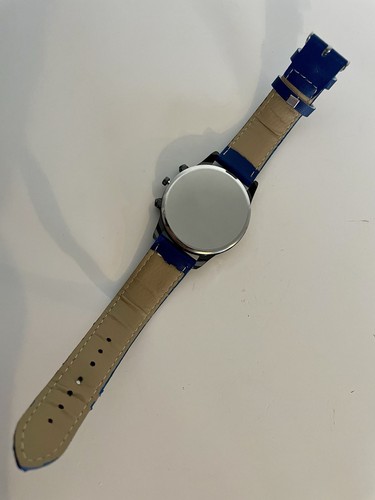 Herrenuhr Geneva blaues Armband schwarz/blaues Zifferblatt Analog - Bild 7 von 7