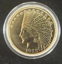Tribute to America's Most Beautiful Coins $10 Indian Head 24kt Gold 1913 GOLD #3