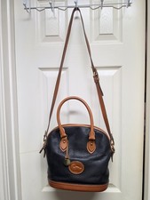 Vintage Dooney  Bourke All-Weather Leather Norfolk Satchel Black /British Tan