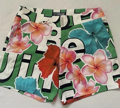 Vilebrequin Tailored Swim Shorts Mens L Floral Hibiscus Luxury Trunks Slim Fit