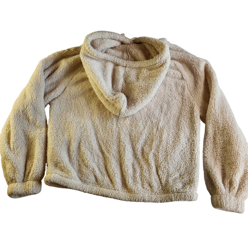 BILLABONG Womens Medium Ivory Soft Fleece Sherpa Pullover Hoodie Sweatshirt - Image 2 of 4