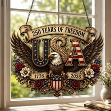 Custom USA Eagle Acrylic Window Decor 250 Years Freedom 1776-2026 Ornament