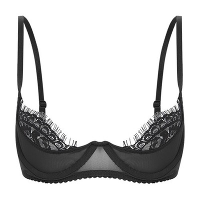 Lady Sexy 1/4 Cups Lace Trim Balconette Bra Underwire Push Up Shelf Bralette Top