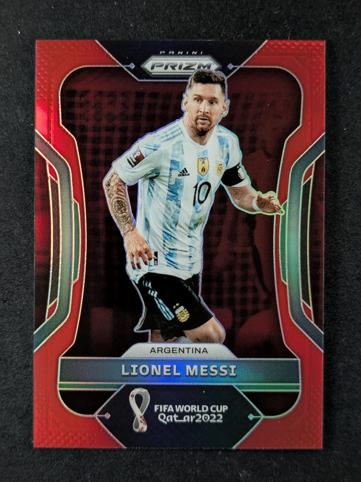 2022 Panini Prizm W/C Qatar LIONEL MESSI 126/399 Red Prizm World Cup Winning Yr