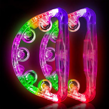 LED Tambourines 2 Pack - Light up Toys Musical Instruments for Kids  Adults, Au