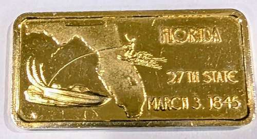 SILBER 1 OZ 24K GOLDFLECK 999 FEINSILBER FLORIDA 27. STAAT SILBERBARREN